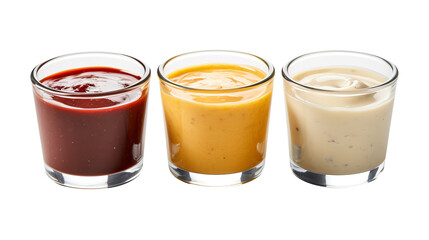 Wall Mural - Glass of Various Sauces isolated on transparent background Remove png, Clipping Path, pen tool