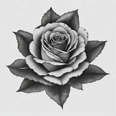 Wall Mural - A Black Rose tattoo traditional old school bold line on white background