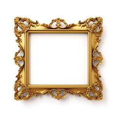 Gold frame on white background 3D сreated with Generative Ai