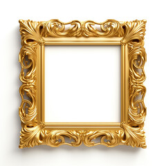 Gold frame on white background 3D сreated with Generative Ai