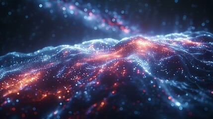 Aufkleber - Vibrant digital cosmos: abstract particles glimmer in virtual space. futuristic network concept, digital art style, suitable for tech backgrounds. AI