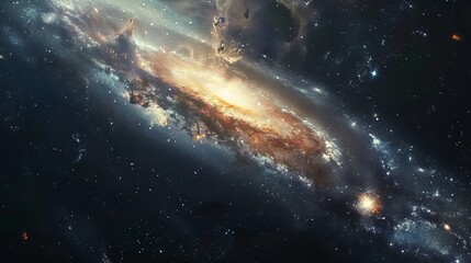 Universe filled with stars, nebula and galaxy. Colorful space background with stars. Beauty of deep space. A view from space to a spiral galaxy and stars
