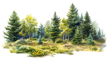 Wall Mural - Illustration of a forest in summer