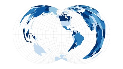 Wall Mural - World Map. Rectangular (War Office) polyconic projection. Loopable rotating map of the world. Stylish footage.