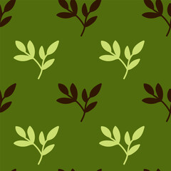 Wall Mural - Chic and organic seamless pattern with leaves and herbs.