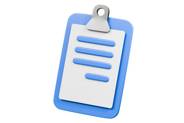 Aufkleber - 3D Blue Clipboard with paper notes icon symbol. Document for notes, contracts, schedule, work planning. Cartoon minimal style on isolated purple background. 3d rendering illustration.