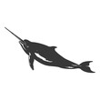 Silhouette narwhal animal black color only full body