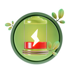 eco battery low 3d icon illustration