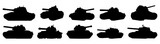 Fototapeta  - Tank army silhouette set vector design big pack of illustration and icon