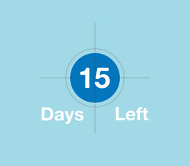 Poster - Target 15 Days left. Remaining days marker, target illustration, time focus for remaining days