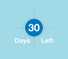 Poster - Target 30 Days left. Remaining days marker, target illustration, time focus for remaining days