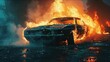 Burning car inspired epic youtube ambient music video thumbnail