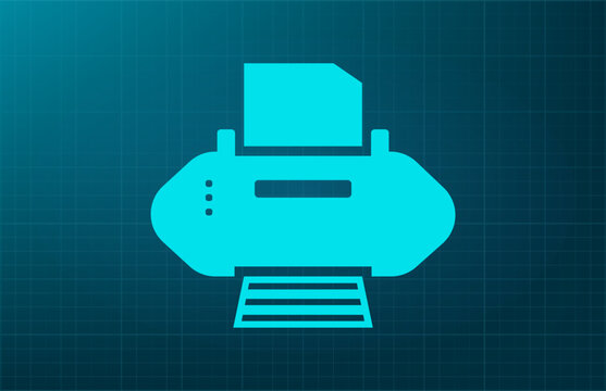 Printer symbol. Vector illustration on a blue background. Eps 10
