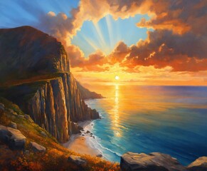 Wall Mural - sunset over the sea