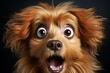 Adorable surprised dog with big eyes looking directly at the camera in a cute and endearing way