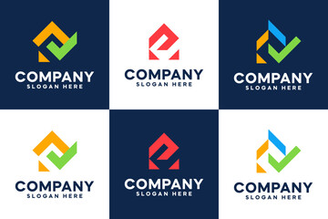 Wall Mural - set of home logo ,check mark , investment , service , logo design template.