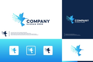 Wall Mural - creative hummingbird technology , artificial intelligence , logo design vector.