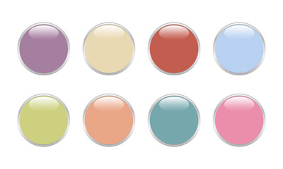 glass web buttons set. set of colored round glossy buttons.