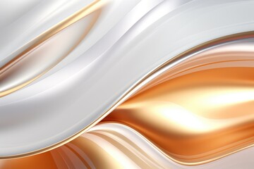 Poster - Elegant white and gold abstract waves background, perfect for luxury designs
