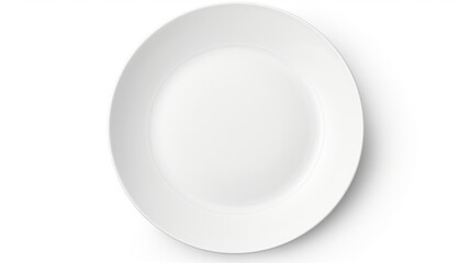 Poster - Simple and minimalist image of an empty white plate on a white surface. Perfect for food and kitchen concepts