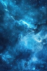 Poster - A stunning image of a blue galaxy filled with twinkling stars. Perfect for space enthusiasts and science-themed projects