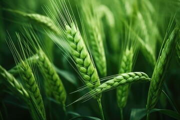 Poster - Close up of a bunch of green wheat, perfect for agricultural designs