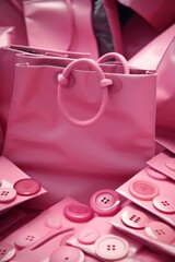 Poster - Close up of a pink bag with buttons, versatile for various projects
