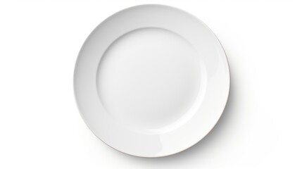 Poster - A simple empty white plate on a white surface. Suitable for food or kitchen concepts