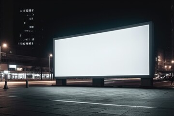 Poster - An empty billboard on a city street at night, suitable for advertising mockups