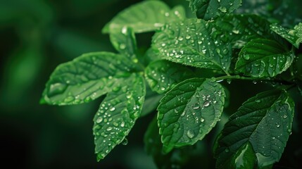 Wall Mural - Detailed view of water droplets on a leaf, ideal for nature backgrounds