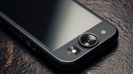 Aufkleber - Close-up of a cell phone on a leather surface, suitable for technology and business concepts