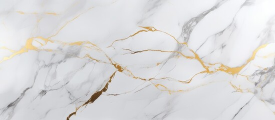 Wall Mural - A detailed view of Carrara statuarietto white marble with a luxurious golden effect, creating a stunning texture. This Calcutta marble features golden veins on a white background, reminiscent of