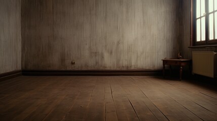 Poster - A room with a wooden floor and a window. Suitable for interior design projects