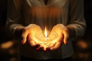 Poster - A person holding a lit candle, suitable for various uses