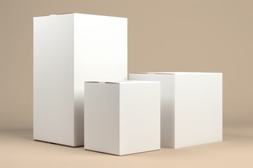Poster - Three white boxes stacked on top of each other. Suitable for packaging and shipping concepts