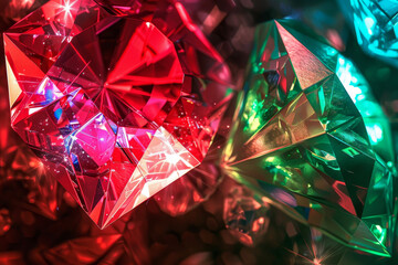 Poster - A abstract background with a ruby and emerald fusion, a crystal effect, a gematria code, and a jewel