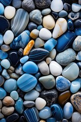 Poster - A pile of blue and white rocks and pebbles. Perfect for nature and outdoor themed projects