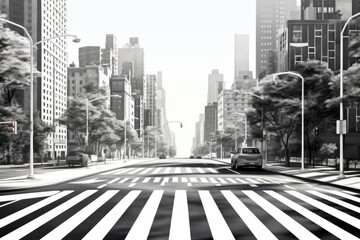 Leinwandbilder - Urban city street in black and white, suitable for various design projects