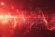 A abstract background with a red color, a light wave, a Morse code, and a sound wave