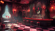 interior of a red bar in the night