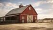 A serene rural landscape with the famous red barns and silos epitomizing country life - the tranquility of the estate.