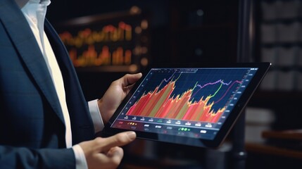 Poster - A man in a suit holding a tablet computer. Ideal for business concepts
