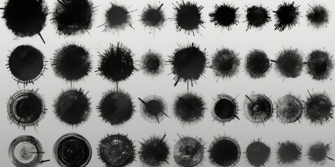 Poster - Abstract black ink splats on white background, versatile for various design projects