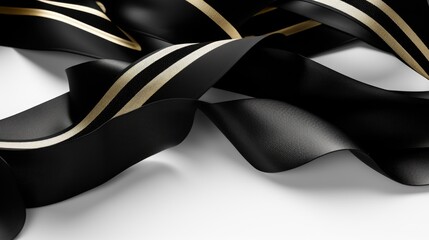 Poster - Close up of a black and gold ribbon, perfect for elegant designs