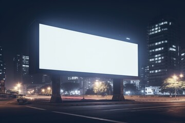 Aufkleber - An empty billboard on a city street at night. Perfect for advertising mockups