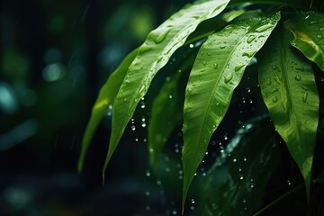 Poster - A close up of a plant with water droplets. Perfect for nature backgrounds