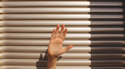 Poster - A person's hand reaching out of a window, suitable for various concepts and designs
