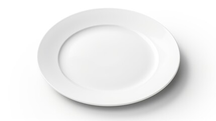 Poster - Simple white plate on a white background, suitable for food or minimalist concepts