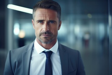 Poster - A man in a suit and tie looking at the camera. Suitable for business concepts