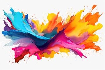 Poster - Vibrant paint splatter on a clean white surface. Suitable for artistic projects or backgrounds